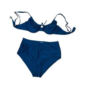 Shade & Shore Teal High Rise Bikini Swimsuit Size Medium / 36C